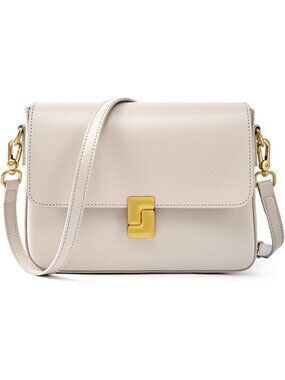 Women's Beige Leather Shoulder Crossbody Handbags with Adjustable Strap